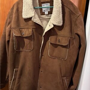 Old Navy Men's Tan Sherpa-Lined Shirt Jacket